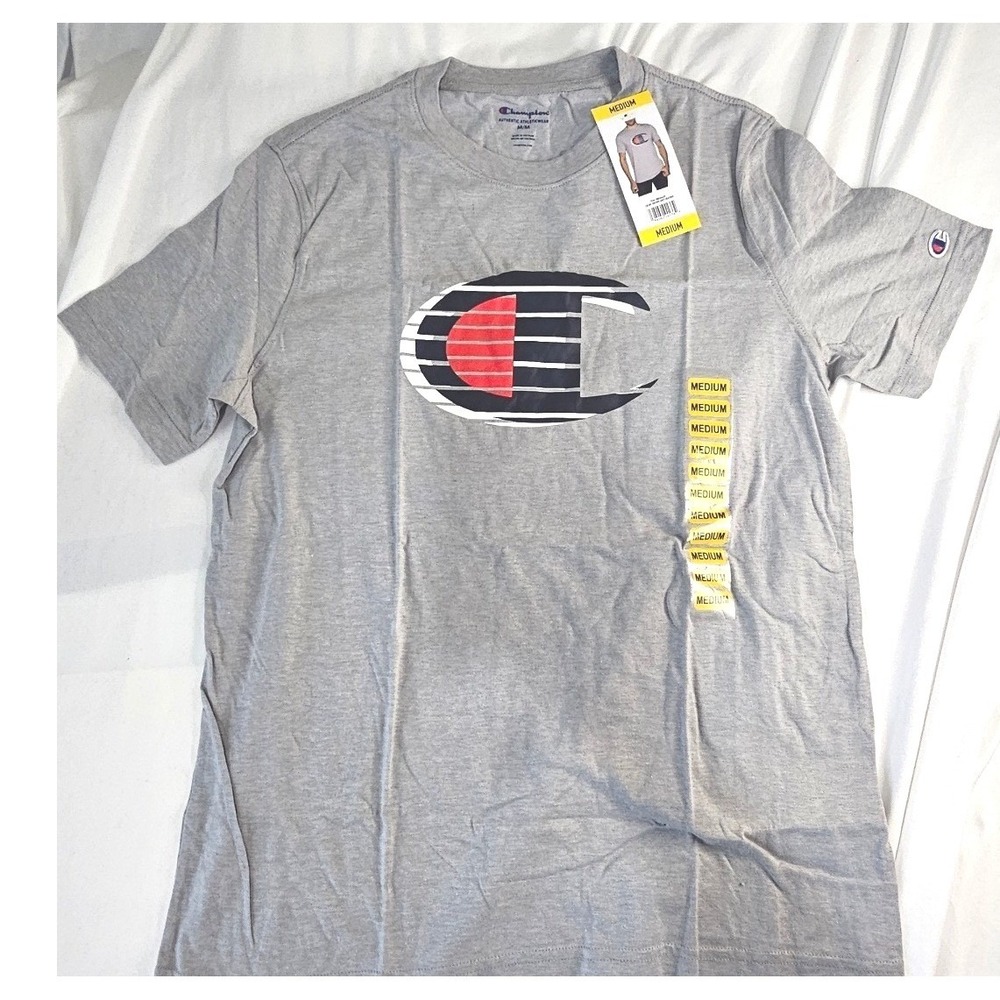 NWT Champion Mens Oxford Grey Heather‎ Graphic Logo T-Shirt Size Medium - Picture 1 of 8